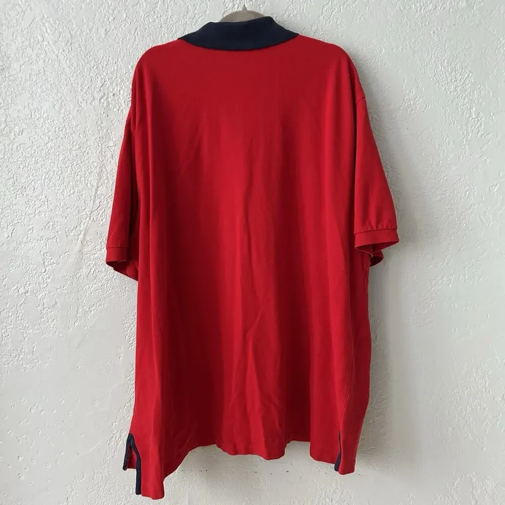 Polo Ralph Lauren 4XL Big Red Polo Shirt Flesh Pony Crest Rugby Preppy Cotton
